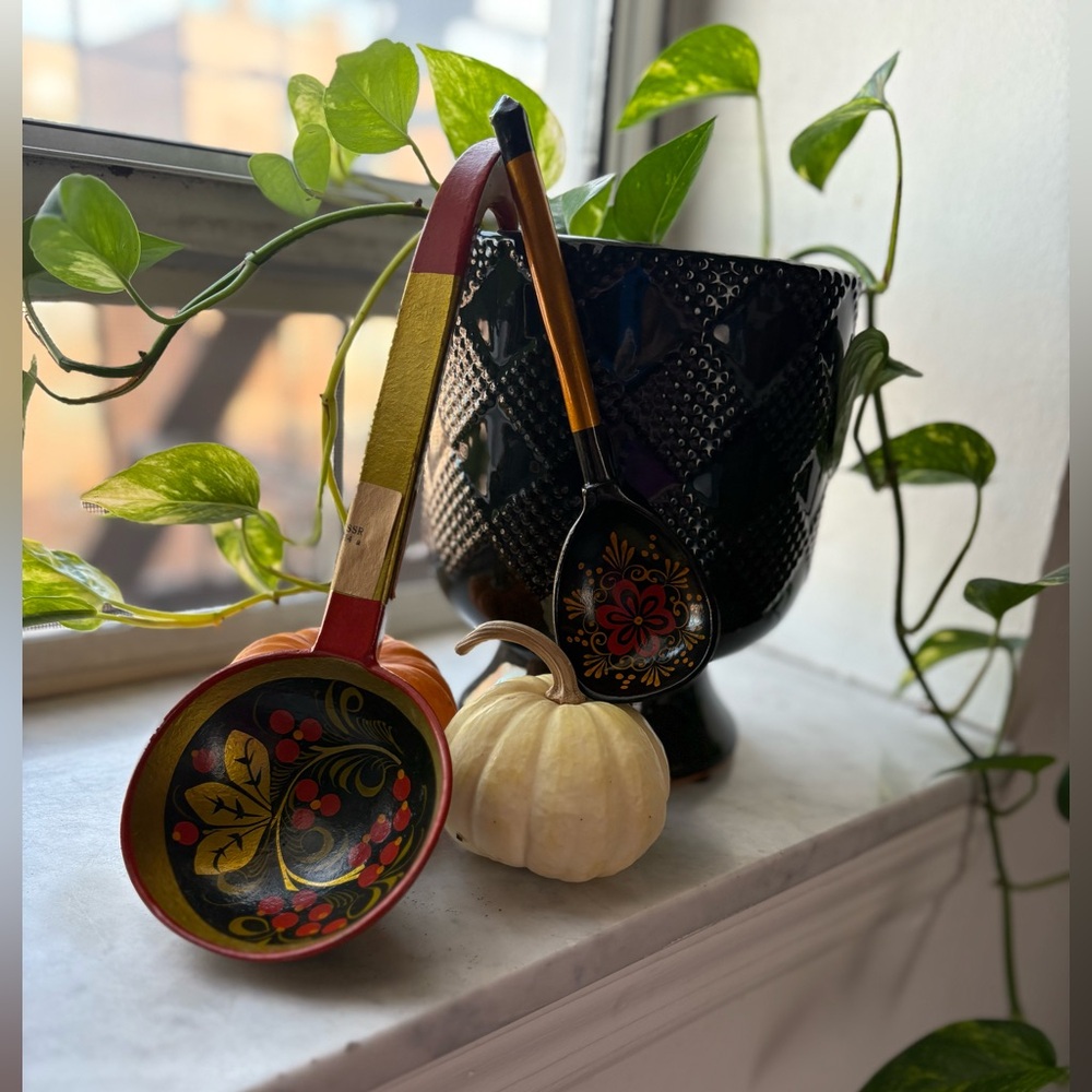 Vintage Russian wooden ladles